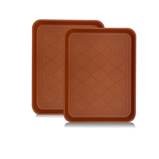 PetLike Boot Trays for Entryway Indoor, Pet Food Mat Trays, 16.7 x 12.8 inch 2 Packs, Waterproof Rubber Shoe Tray for Indoor and Outdoor, Multi-Purpose Tray for Boots, Shoes, Pets, Garden