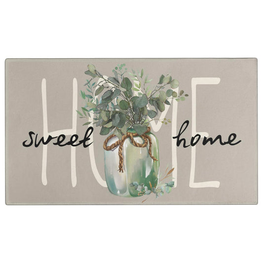 Faptoena Spring Door Mat,Home Sweet Home Leaves Indoor Outdoor Non-Slip Doormat,Entryway Front Porch Summer Welcome Mat Grey for Entrance Decor,30'' x 17''