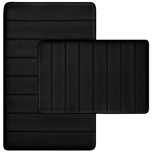 RUN HELIX Bathroom Rugs Set 2 Piece Memory Foam Bath Rugs Non-Slip Bath Mat,Washable Room Mats,Absorbent Shaggy Rug Super Soft Kitchen Mats, Batroom Carpets for Bathroom,Tub,Shower Home Decor（Black）