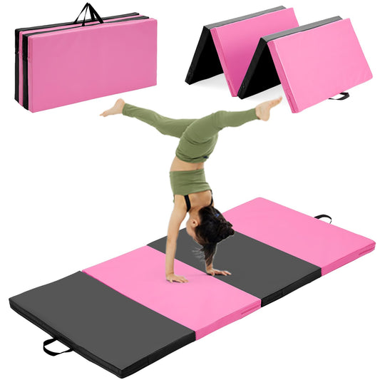 Oneofics Gymnastics Mat, 3'x6'x2'' Thick 4-Panel Folding Kids' Gymnastic Tumbling Mat for Home Gym Exercise & Play