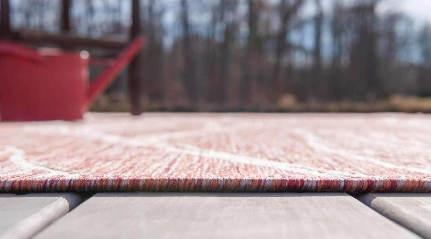 Unique Loom Outdoor Botanical Collection Area Rug - Leaf (8' x 11' 4" Rectangle, Rust Red/ Gray)