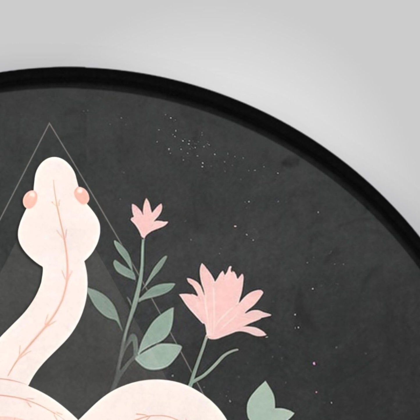 keepcute Dark Botanical Snake Round Area Rug 5' - Gothic Black Serpent Floral Circle Mat, Washable Non-Slip Soft Matte Rug for Bedroom Living Room