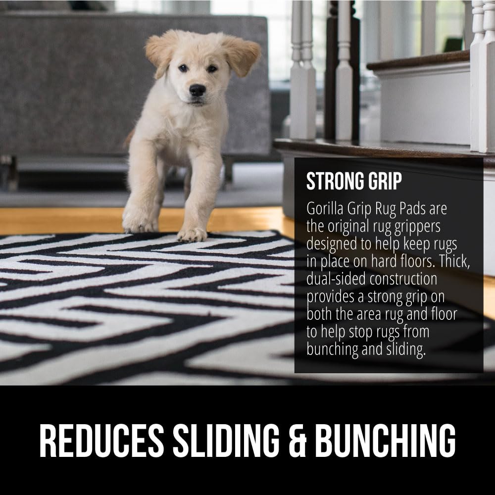 GORILLA GRIP® Strong Rug Pad Gripper, 8x10 FT, US Designed, Grips Help Keep Area Rugs Safe and in Place, Slip and Skid Resistant Pads for Hard Floors, Under Carpet Mat Cushion and Hardwood Protection