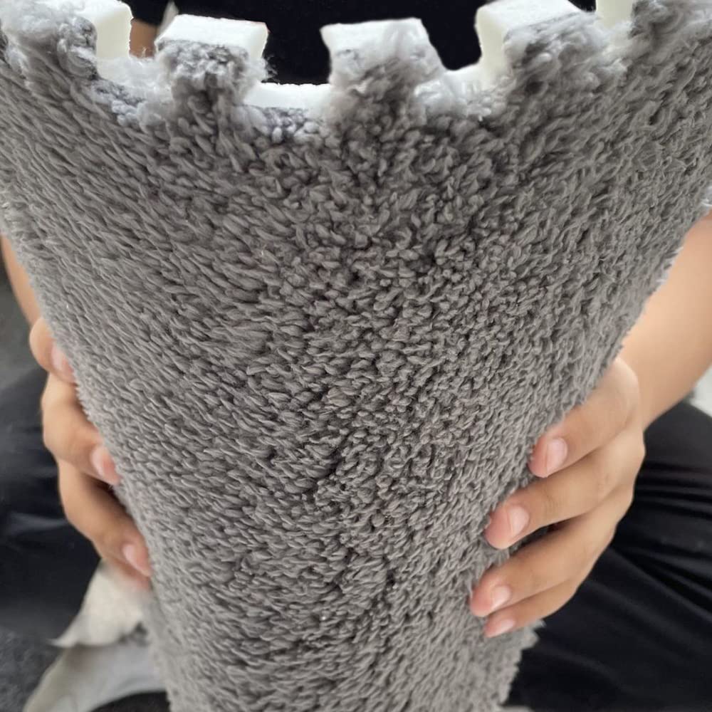 ZuTKekon Square Interlocking Shaggy Soft EVA Foam Puzzle Mats Fuzzy Carpet Fluffy Area Rugs Set Tiles Plush Mat for Room Home Parlor Bedroom