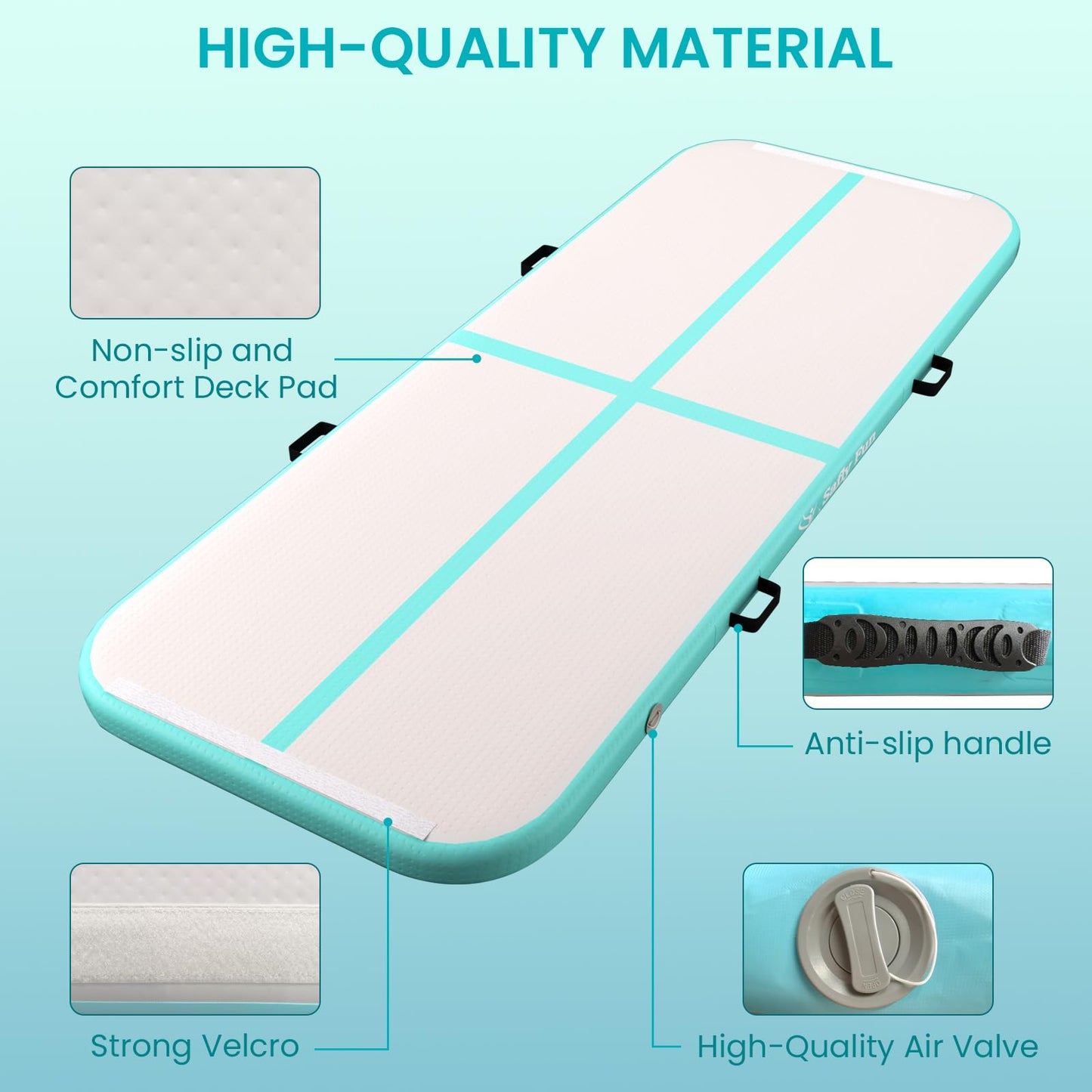 Inflatable Gymnastics Mat 10ft Air Tumble Track Training Mat 8 inches Thick Tumbling mat with Electric Pump for Home Use/Tumble/Gym/Training/Cheerleading/Water/Yoga