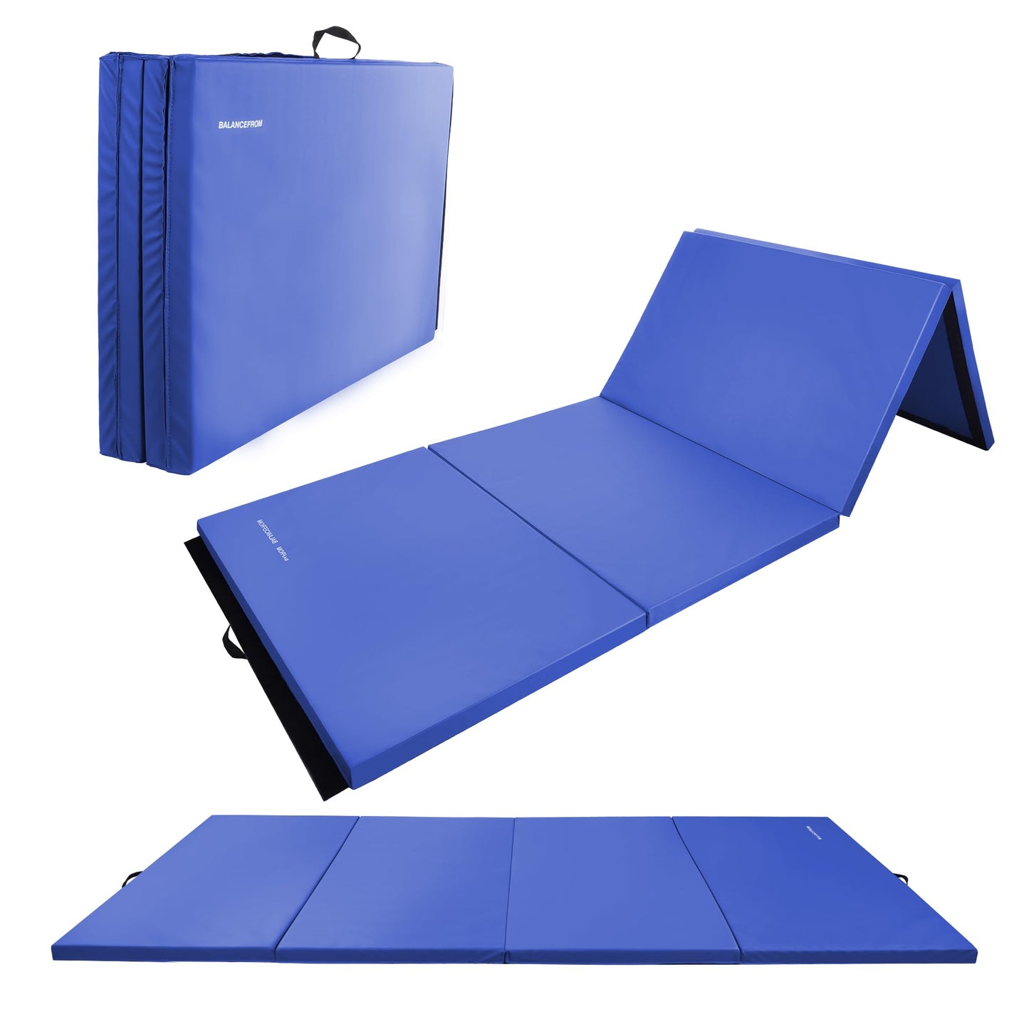 Fitvids Gymnastics Mat, 4'x8'x2" Thick Folding Home Gym Exercise Mat with Tear-Resistant PU Leather and Handles, Workout Mat for Yoga Pilates Tumbling Stretching MMA Core Workouts Wrestling
