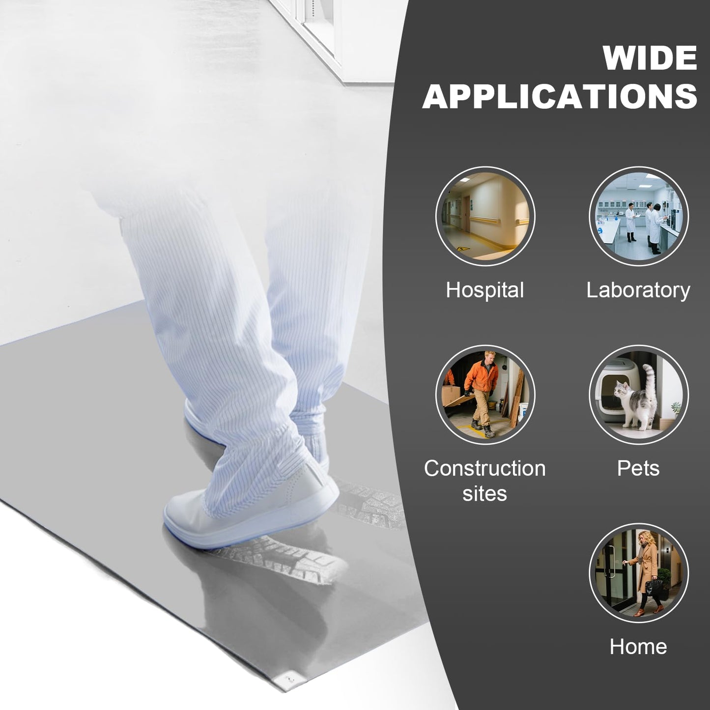 18" x 36" Sticky Mat Tacky Pads (5 Packs,150 Sheets,30 Sheets/Pack Adhesive Floor Mat for Cleanroom Laboratory Hospital Construction Pets Home Indoor Gymnasium and Workshop, Grey