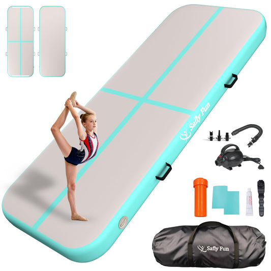 Inflatable Gymnastics Mat 10ft Air Tumble Track Training Mat 8 inches Thick Tumbling mat with Electric Pump for Home Use/Tumble/Gym/Training/Cheerleading/Water/Yoga