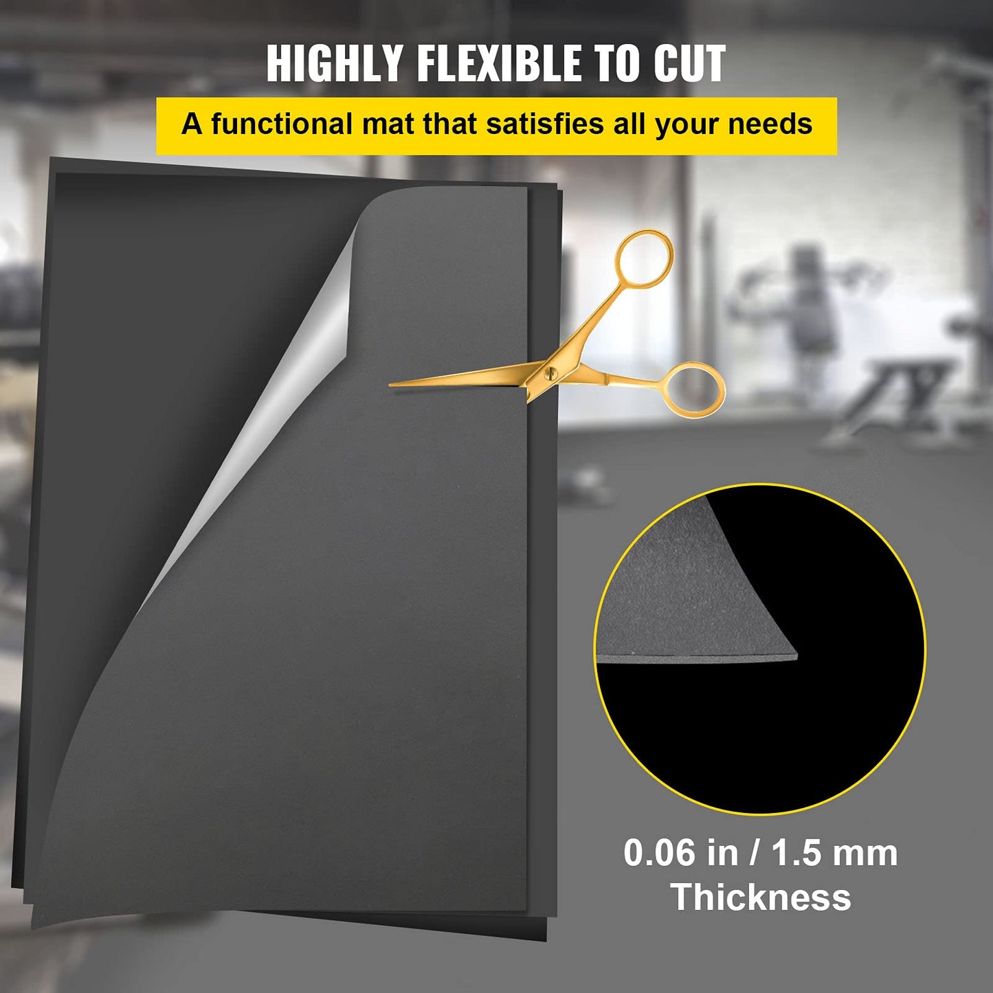 VEVOR Dance Floor 6.6x11.8ft, Portable Dance Floor Roll 0.06in Thick PVC Vinyl Dance Mat Black/Grey Reversible Marley Dance Practice Floor, Non-Slip Dance Flooring for Ballet Jazz Pop Lyrical Style