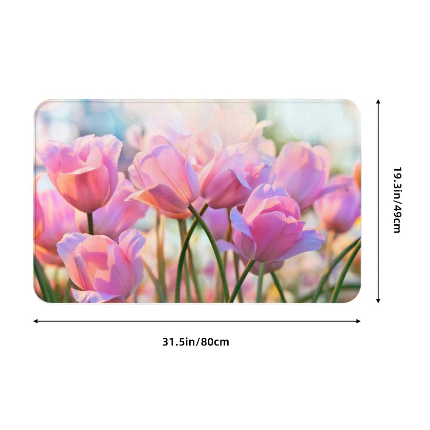 ALSILCPZ Pink Tulips in Flower Greenhouse Flannel Floor Mat Soft Plush Indoor Rug for Bedroom Living Room One Size