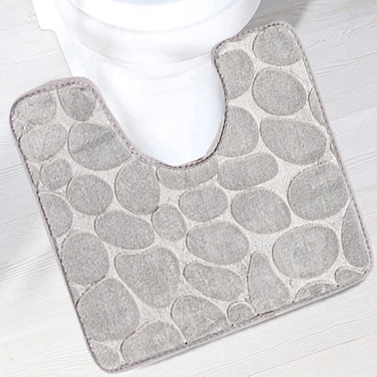 Reyox U-Shaped Bath Mat, Non Slip Soft Absorbent Bathroom Rugs, Quick Dry Bath Rugs, Polyester Contour Toilet Mat Grey 16" x 20"