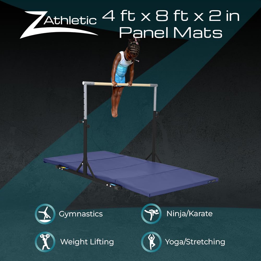 Z Athletic Folding Mat for Gymnastics, Tumbling, Cheerleading, and More, 4 Ft x 8 Ft x 2 In