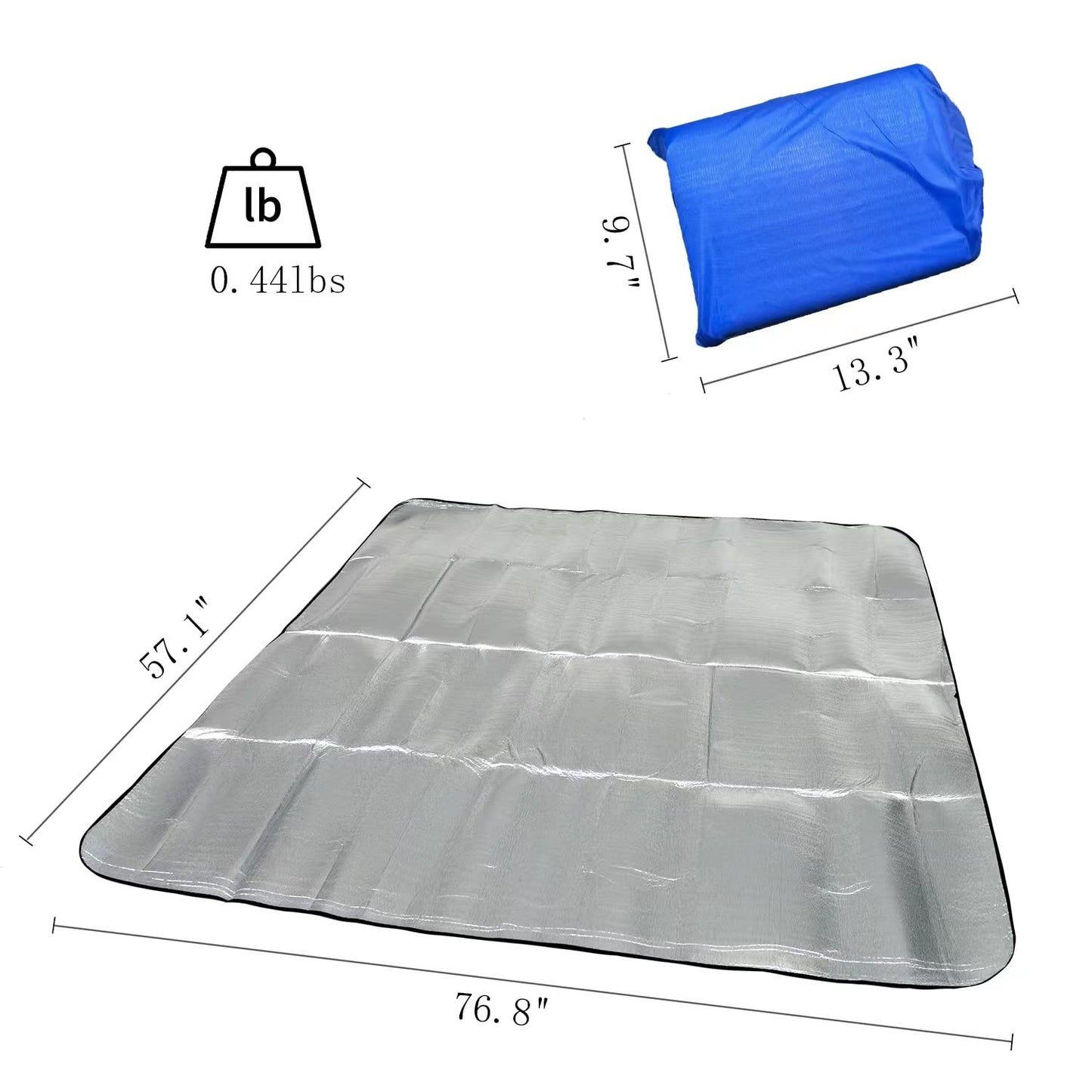 Wind Tour Outdoor Double-Sided Moisture-Proof Aluminum Foil Foam Pad Waterproof and Insulating Foil Mat Picnic Mat Camping Mat for Beach Tent and Camping (57 * 76.8")