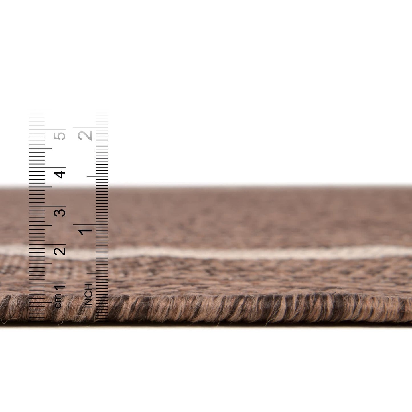 Unique Loom Outdoor Border Collection Area Rug - Soft Border (6' 1" x 9' Rectangle, Brown/ Ivory)