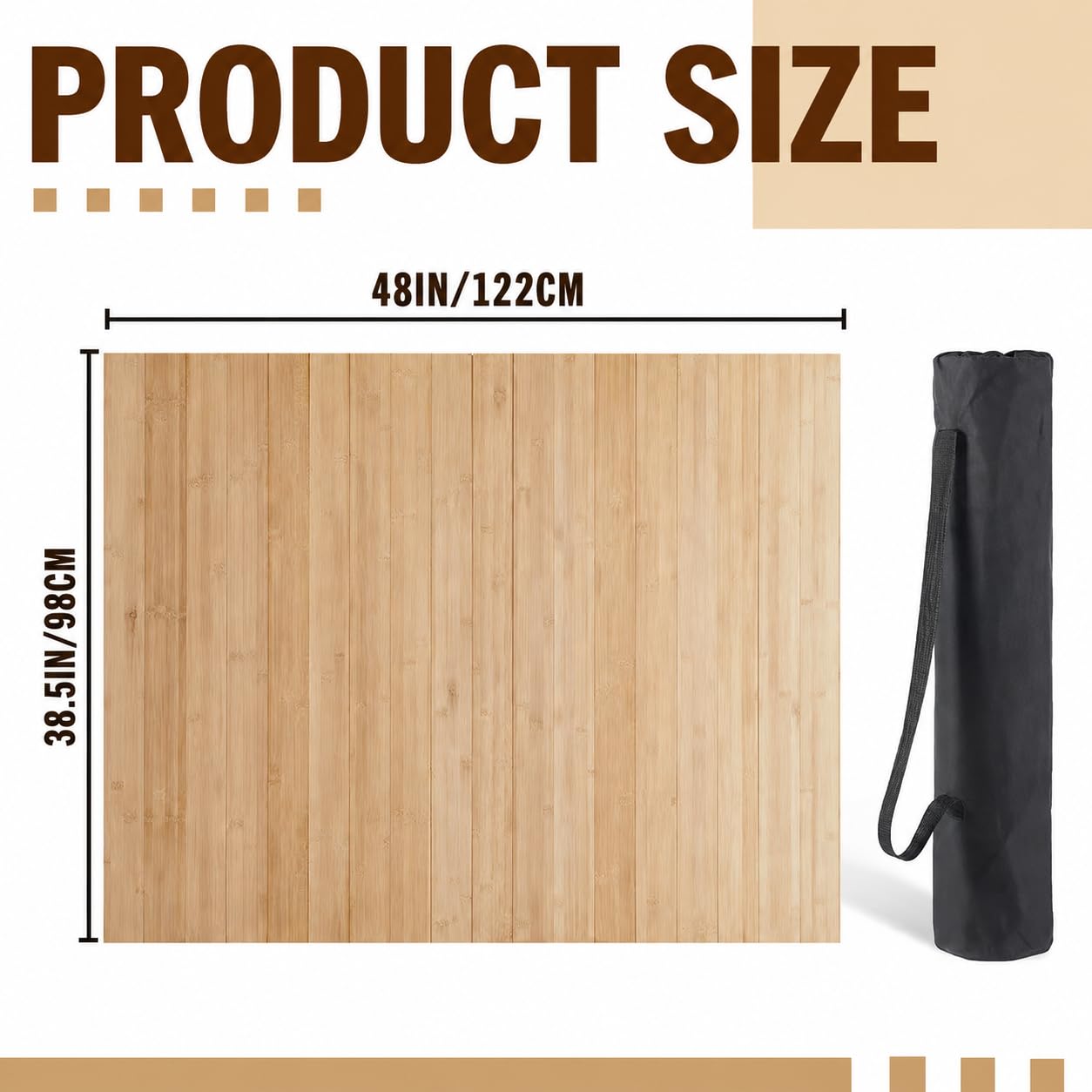 Foldable Tap Dance Floor - Premium Bamboo Portable Tap Board with Non-Slip Backing & Heavy Duty Carrying Bag, Large Dancing Mat for Home Studio, Street, Outdoor Practice (wood tone)