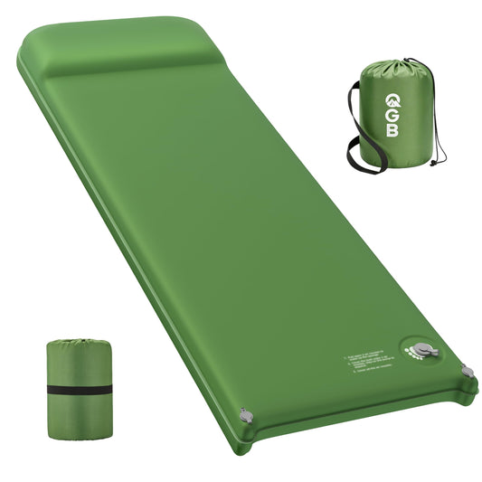 Memory Foam Camping Sleeping Pad, Foldable and Portable Self-Inflating Camping Mattress Pad, 9.5 R-Value Insulated & Quiet Sleeping Mat with Pillow, Compact for Backpacking Hiking Car Traveling Tent