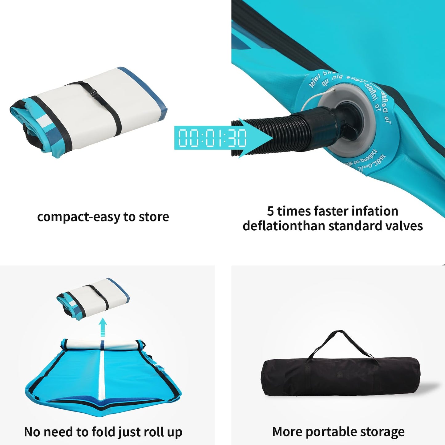 Inflatable Gymnastics Mat Tumble Track (8 Inches Thick) - 10ft Air Floor Training Mats for Home Use, Cheerleading, Water Fun & Camping - Includes 500W Electric Pump & Carbon Pattern Design, Blue