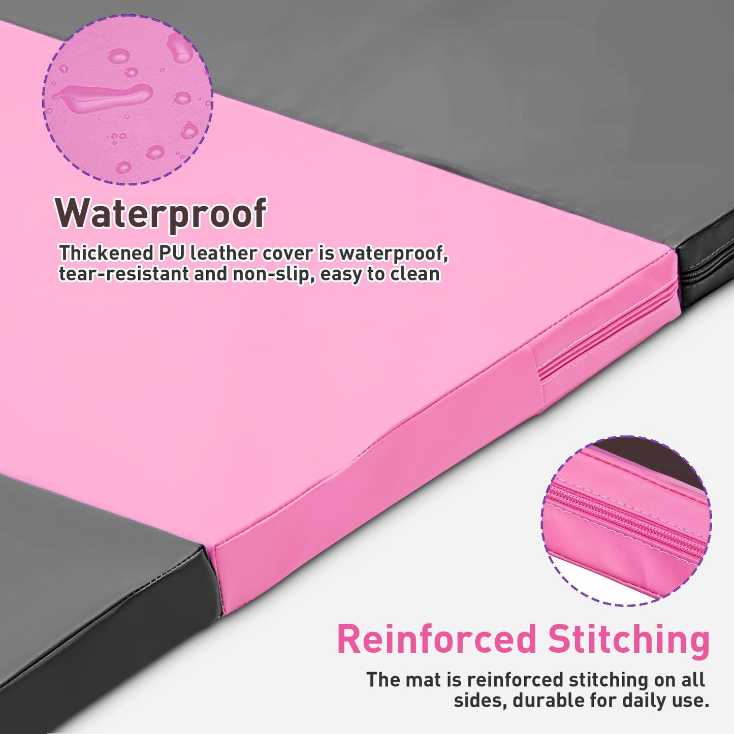 Oneofics Gymnastics Mat, 3'x6'x2'' Thick 4-Panel Folding Kids' Gymnastic Tumbling Mat for Home Gym Exercise & Play