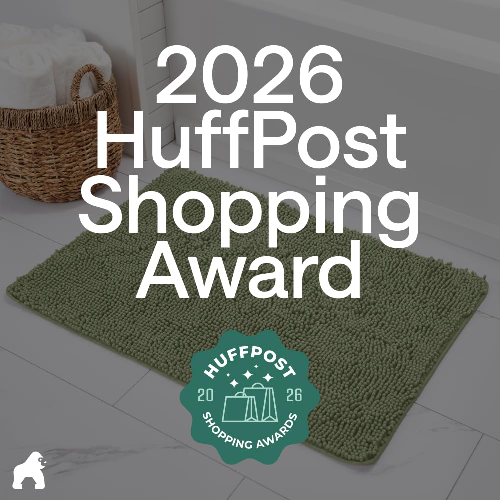 GORILLA GRIP Bath Rug Mat, Thick Soft Absorbent Chenille, Quick Dry Microfiber Mats, Rubber Backing Washable Shower Floor Rugs, US Designed Bathroom Bathmat Home Decor Accessories, 24x17 Sage Green