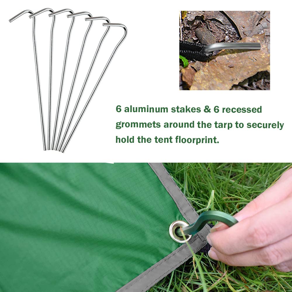 AYAMAYA Tent Footprint, PU 3000 Waterproof Tent Ground Cloth 13FT x 9FT Extra Large Size for 6-8 Person Family Camping Tents Ground Sheet Mat with 6 Tent Stakes for Camping Hiking Picnic Backpacking