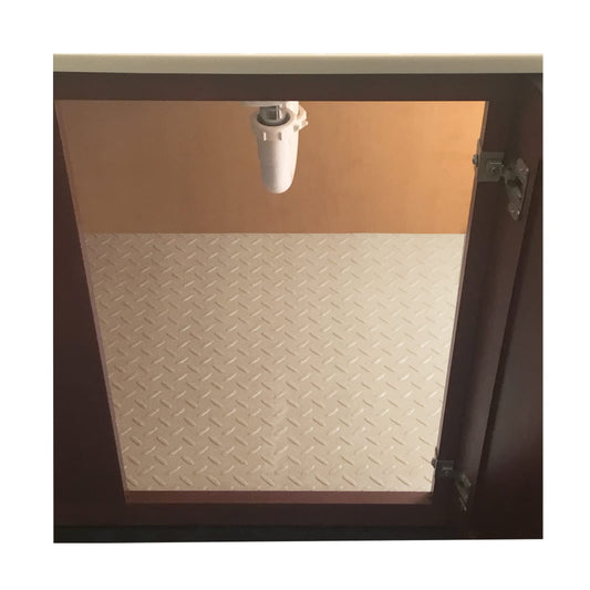 RESILIA Premium Under The Sink Mat- Large Universal Size, Cut to Fit Cabinets, Shelf & Drawer Liners, Thick Plastic Diamond Plate Surface, 24 x 48 inches, Beige/Tan, Made in The USA