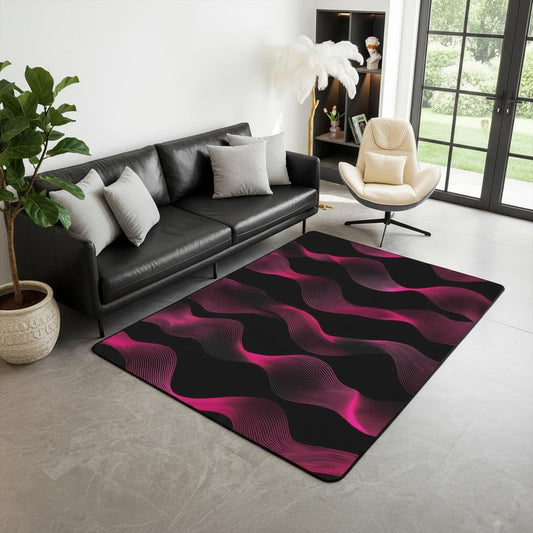 Pink Black Striped Area Rug for Living Room,Ombre Geometric Washable Rugs for Bedroom Home Office,Decorative Accent Rug,Modern Gradient Lines Soft Non Shedding Carpet,6'6" x 4'11"