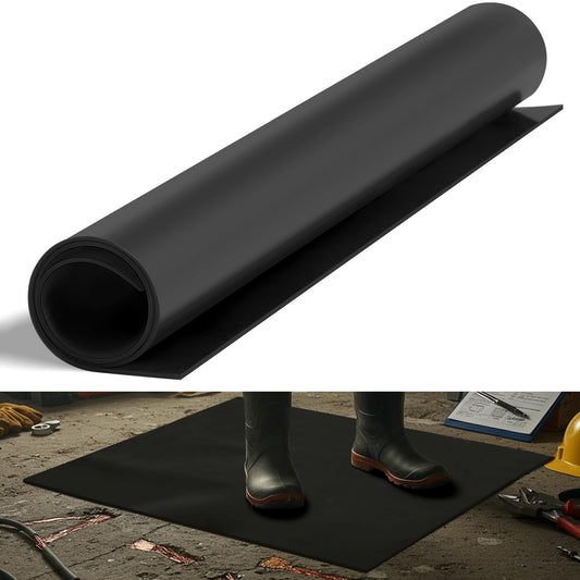 Maasechs 1 Pcs Electrical Rubber Mat 1000v Insulated, 20" x 20" High Voltage Electrical Safety Rubber Mat Non Slip Dielectric Floor Mats for Electrician Workshop Control Panel, Black