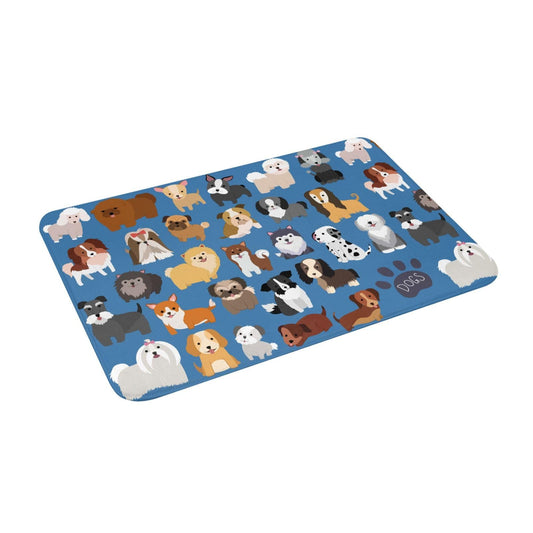 Vlolentlla Cute Puppy Dogs Memory Foam Bath Mat Rug, Pet Animal Theme Bathroom Floor Mat Non-Slip Washable Bathmat Doormat for Tub Shower Mat Room Entryway Home Décor, 16x24in