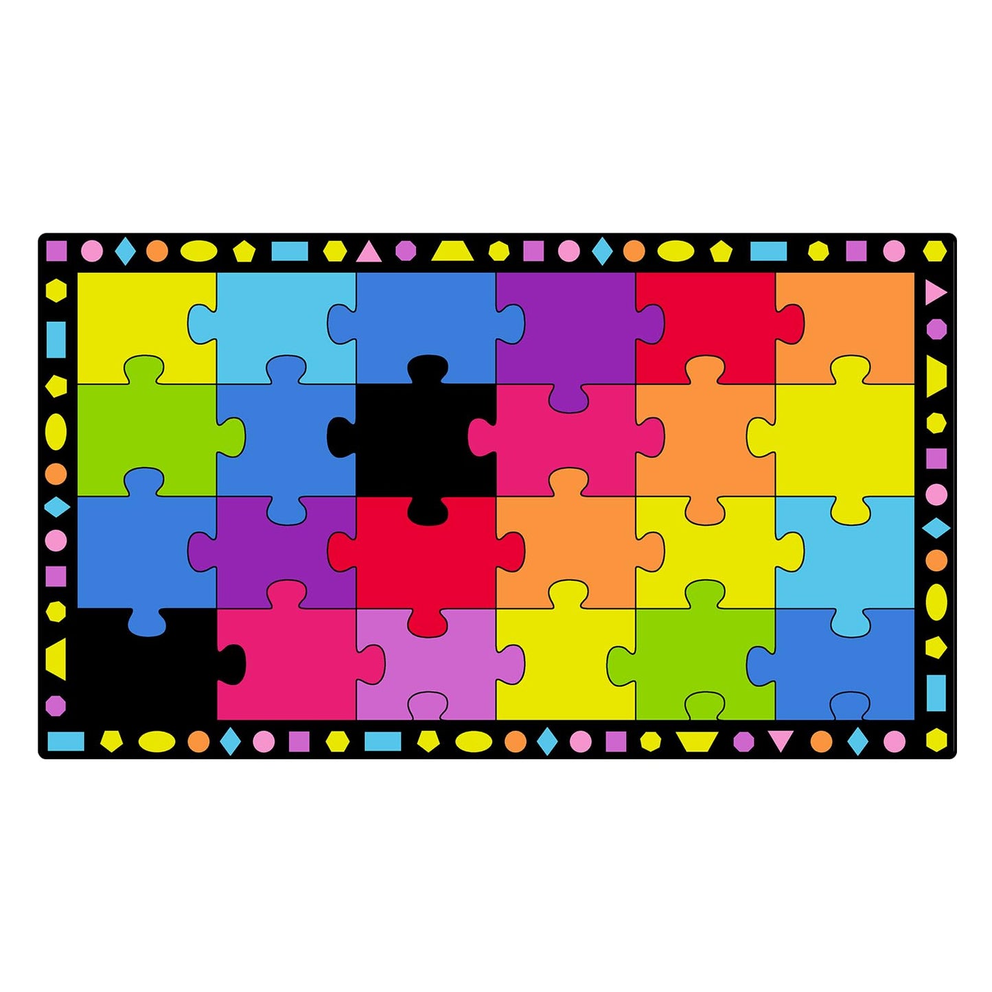 Booooom Jackson Classroom Rug Elementary, Large School Carpet Fade-Resistant with 24 Spots Puzzle Pattern Carpet Colorful Seating Rug for Preschool, Daycare 7'5''x13' Nylon Material