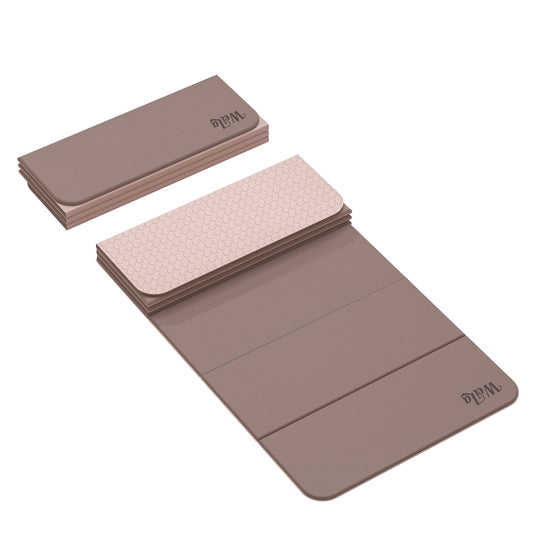 Foldable Yoga Excercise Mat 71"L x 24"W, Odourless Light Weight POE Mat For Home Fitness and Gym Workouts, 1/4 inch Non-slip design for All Types of Yoga Pilates (Brown & Apricot)