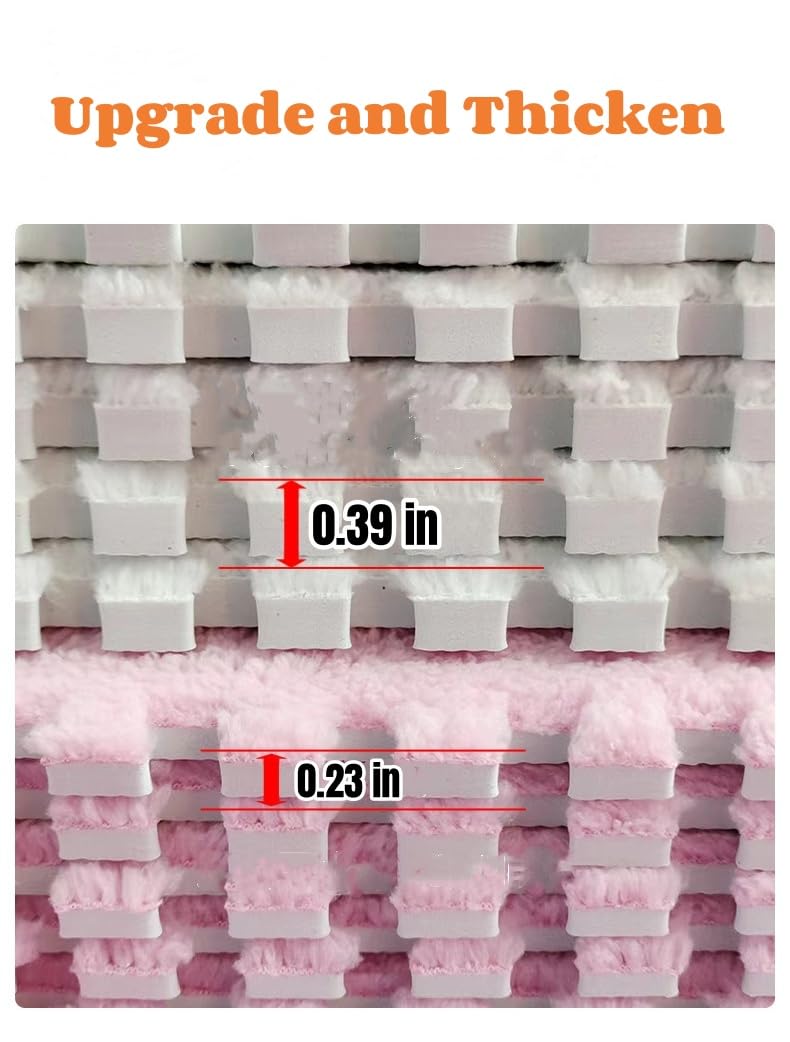 12Pcs Interlocking Carpet Tiles,12"x 12" Plush Interlocking Foam Carpet Tiles with Border,Fluffy Play Mat Floor Tiles Thick Padded Squares Foam Tiles for Playroom Decor (Pink+Black)