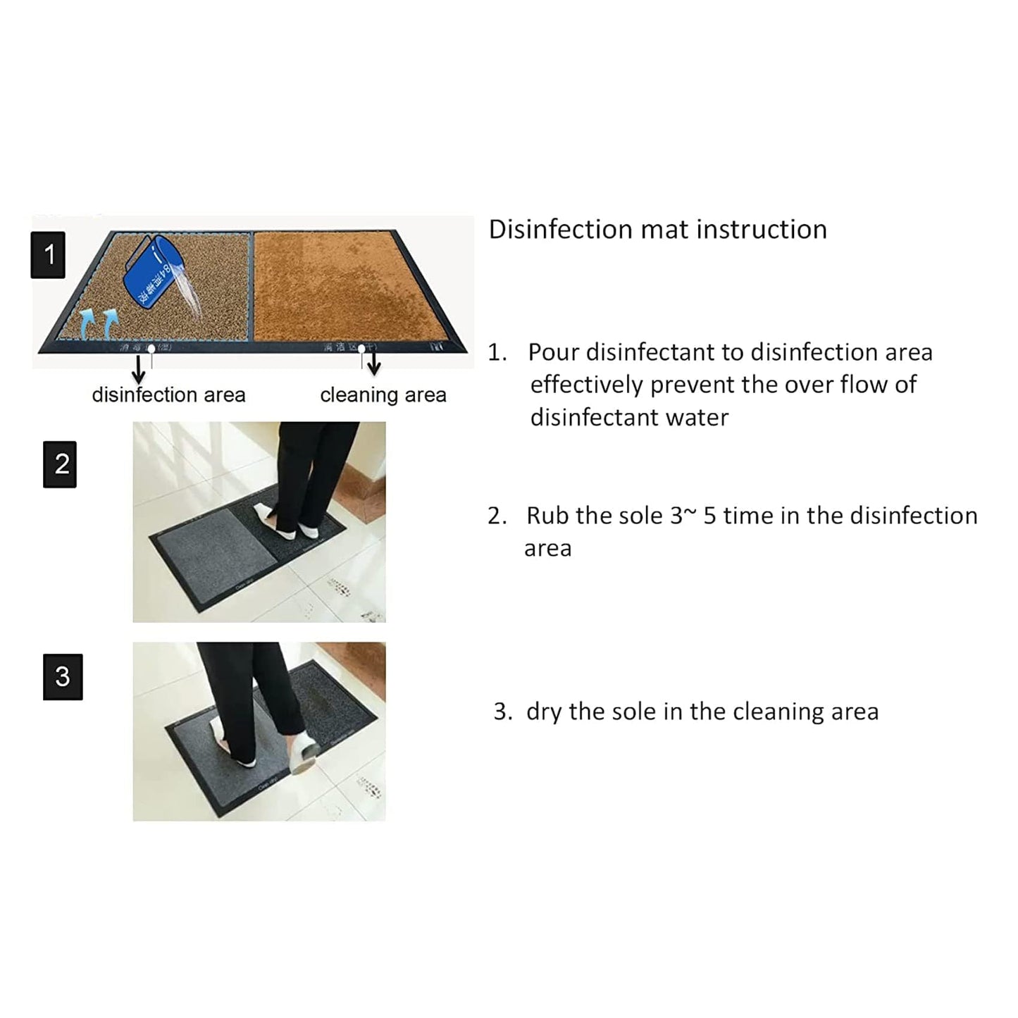 2 in 1 Disinfecting Sanitizing Floor Entrance Doormats, Wet Dry Shoe Mat, Disinfection Entry Rug Shoe Sanitizer, Indoor Outdoor Rug, Shoe Sole Cleaning Mat (Brown - 17x31 inch)
