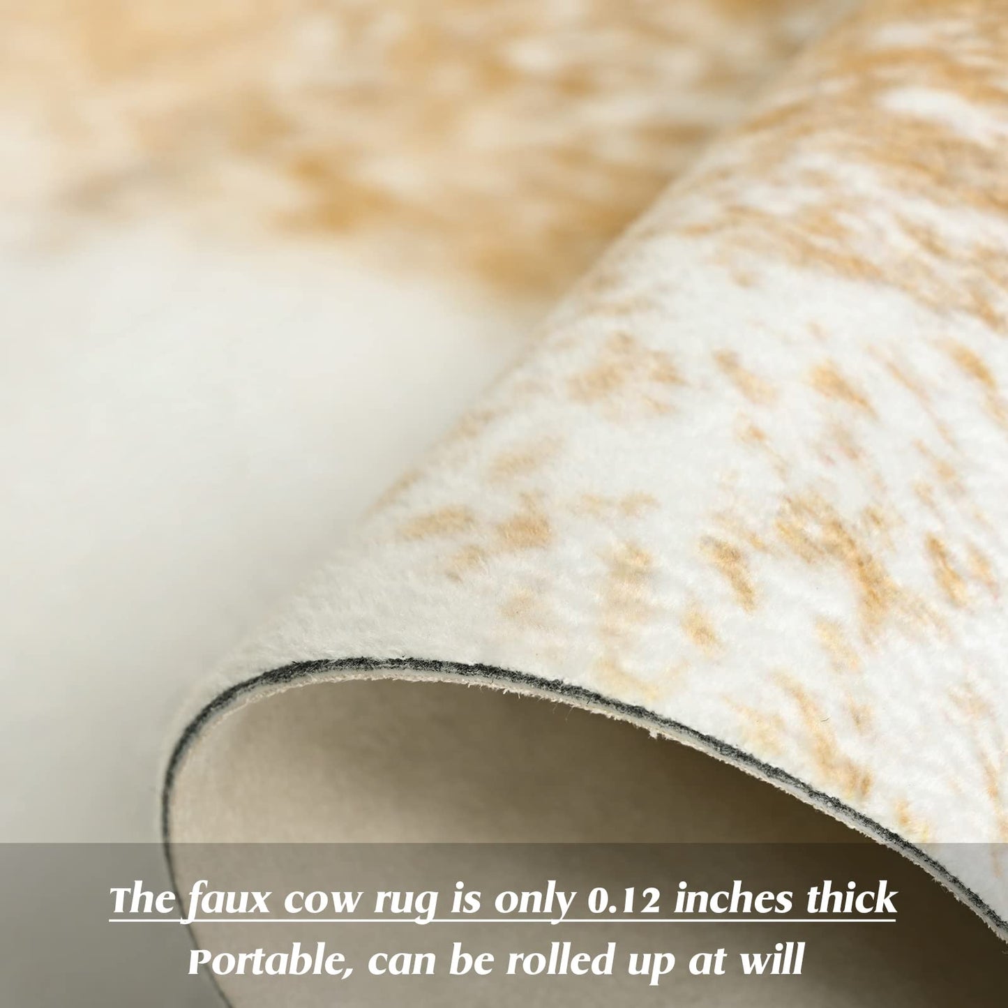 Rtizon Cow Hide Rug for Living Room,5x6 Washable Khaki Cow Print Area Rugs, Non Slip Faux Animal Skin Hide Carpet for Living Room Bedroom Office, Western Rustic Farmhouse Home Decor