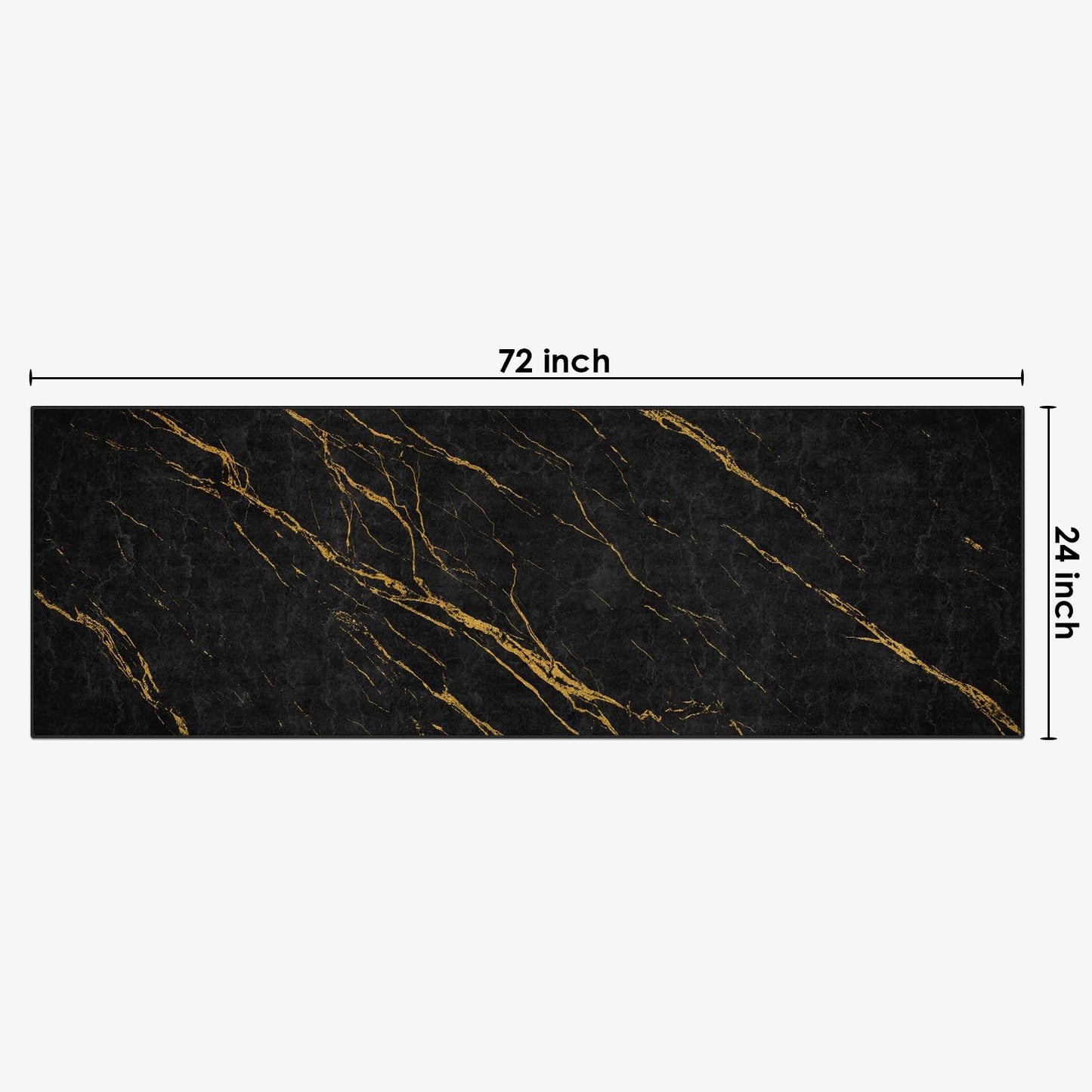 ArtSocket Area Rug Marble Black Gold Entry Runner Rug 2' x 6' Non-Slip Washable Indoor Door Mat Carpet for Bedroom Kitchen Entryway Laundry Living Home Decor