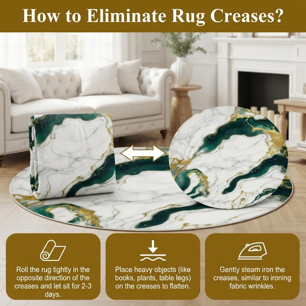 Round Area Rug 5ft Modern Abstract Marble Texture Indoor Rugs for Livingroom Bedroom Lux Black Cream Gold Circle Rug Machine Washable Non Skid Thin Soft Large Carpet Nursery Dorm Kitchen Floor Mats