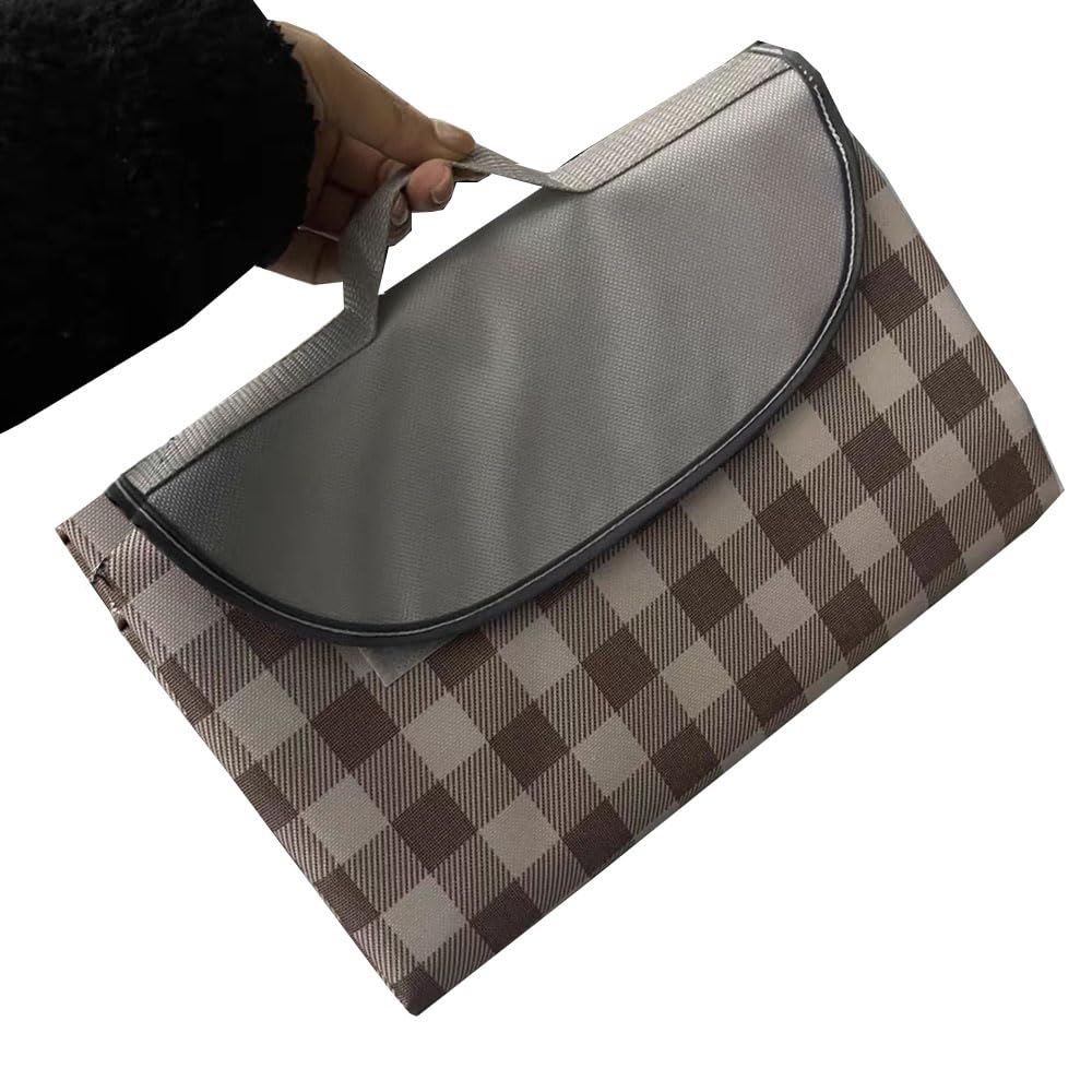 K Y KANGYUN Extra Large Picnic Blanket Outdoor Beach Blankets, Water-Resistant Foldable Sandproof Blankets Cute Picnic Mat for Beach, Camping Grass Lawn Park Mats (Brown 2, 80x60 in)