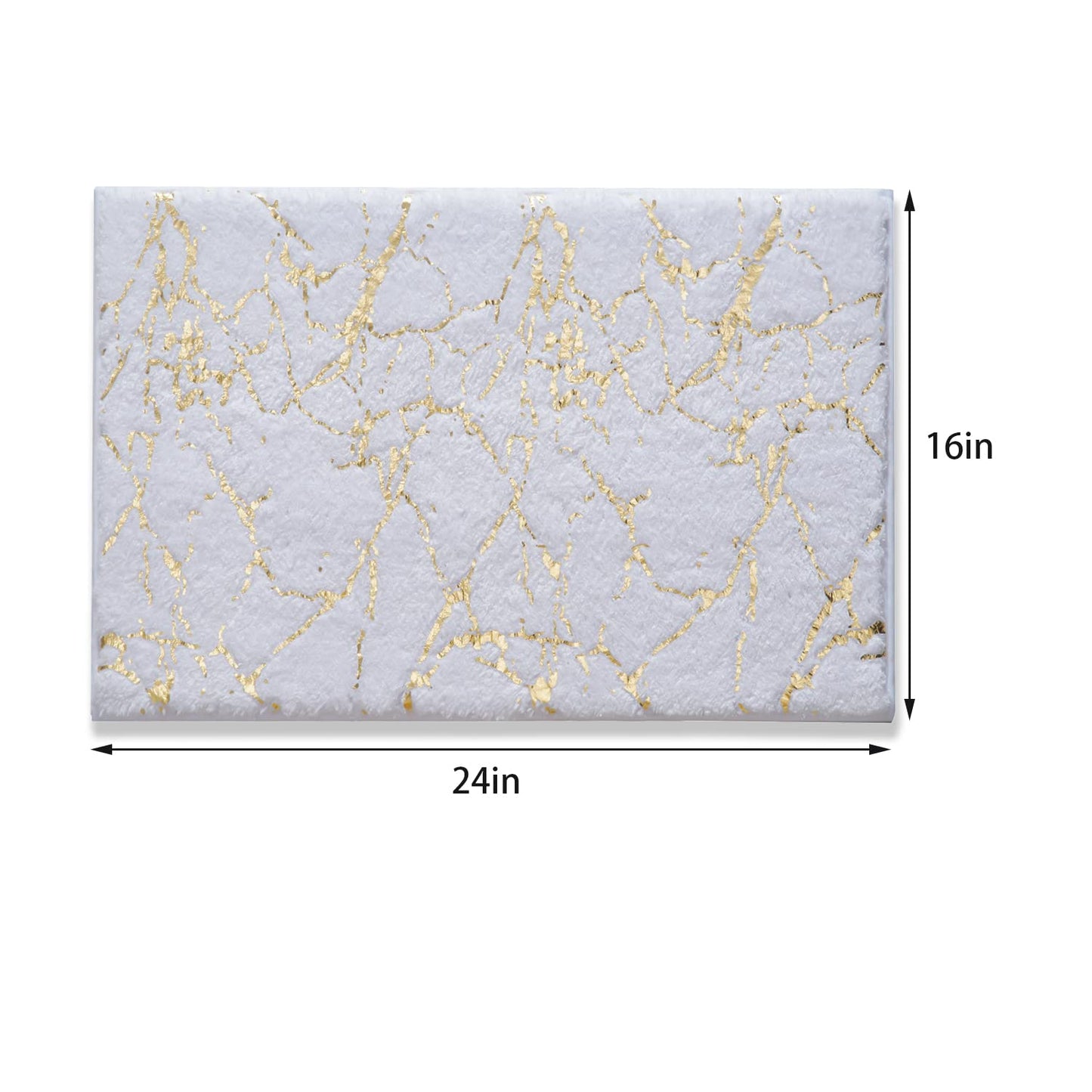 QJHOMO Marble Bathroom Rug White and Gold Decor Bathroom Rugs Non Slip Bath Mat Super Absorbent Microfiber Plush Bathmat Machine Washable Floor Carpet for Tub, Shower, Bedroom 16"x24"