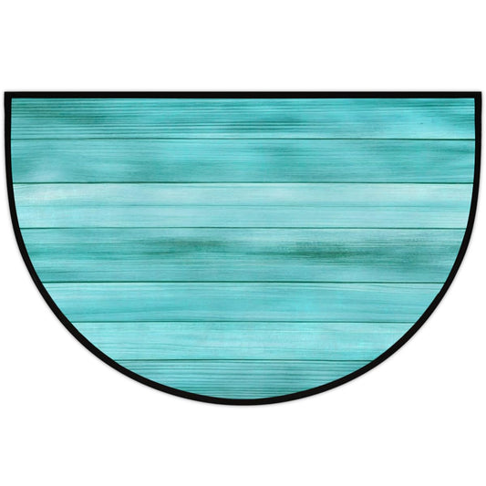 AUUXVA Half Round Door Mat Welcome Door Mats for Front Door Outdoor Indoor Entrance Half Circle Floor Mat for Home Kitchen Patio 36" x 24" (Turquoise Wooden)
