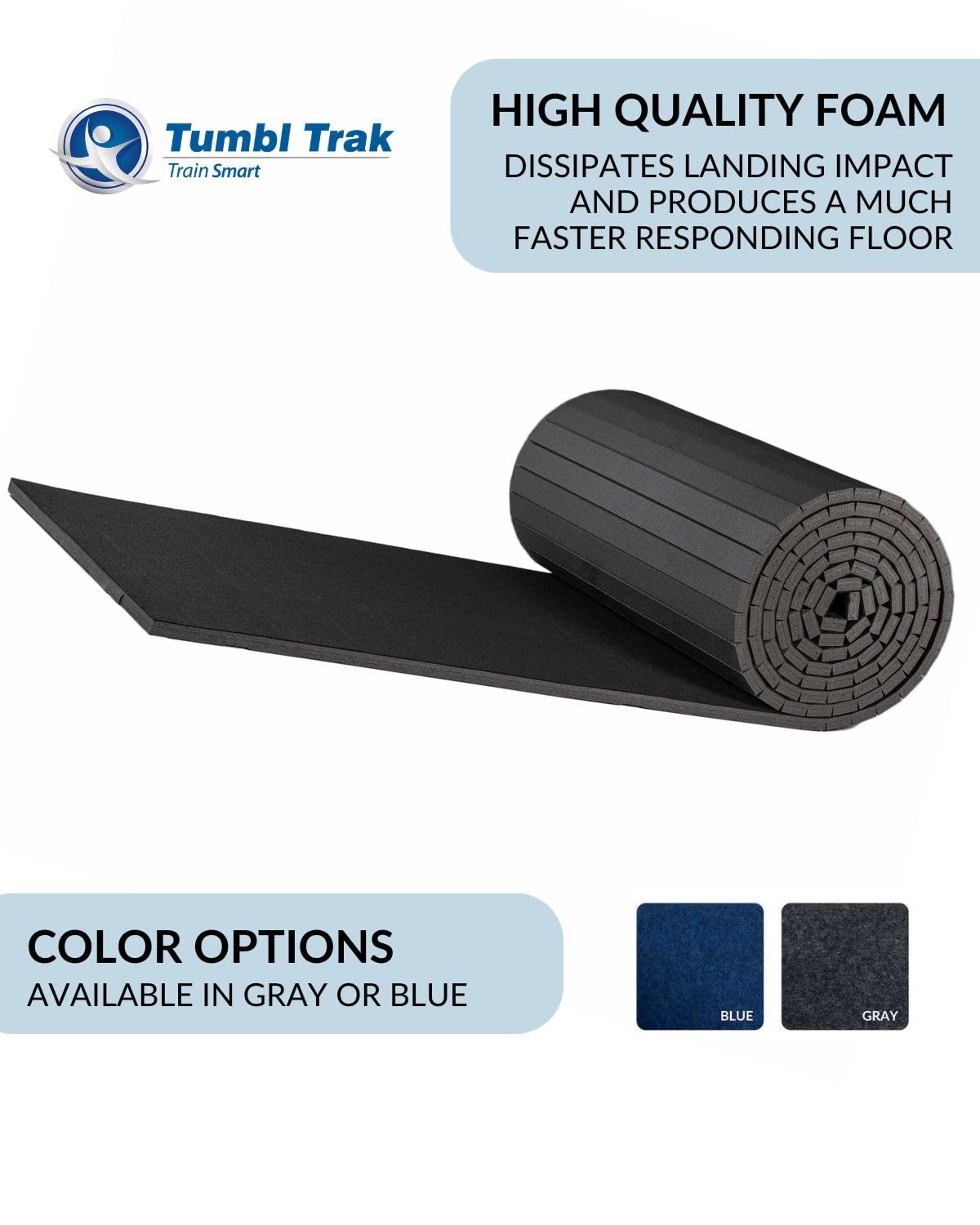Tumbl Trak Home Tumbling Mat 5ft x 10ft | Roll-Up Carpet Bonded Foam Mat for Gymnastics, Cheerleading, Wrestling, BJJ, and Martial Arts Home Training (Charcoal Gray)