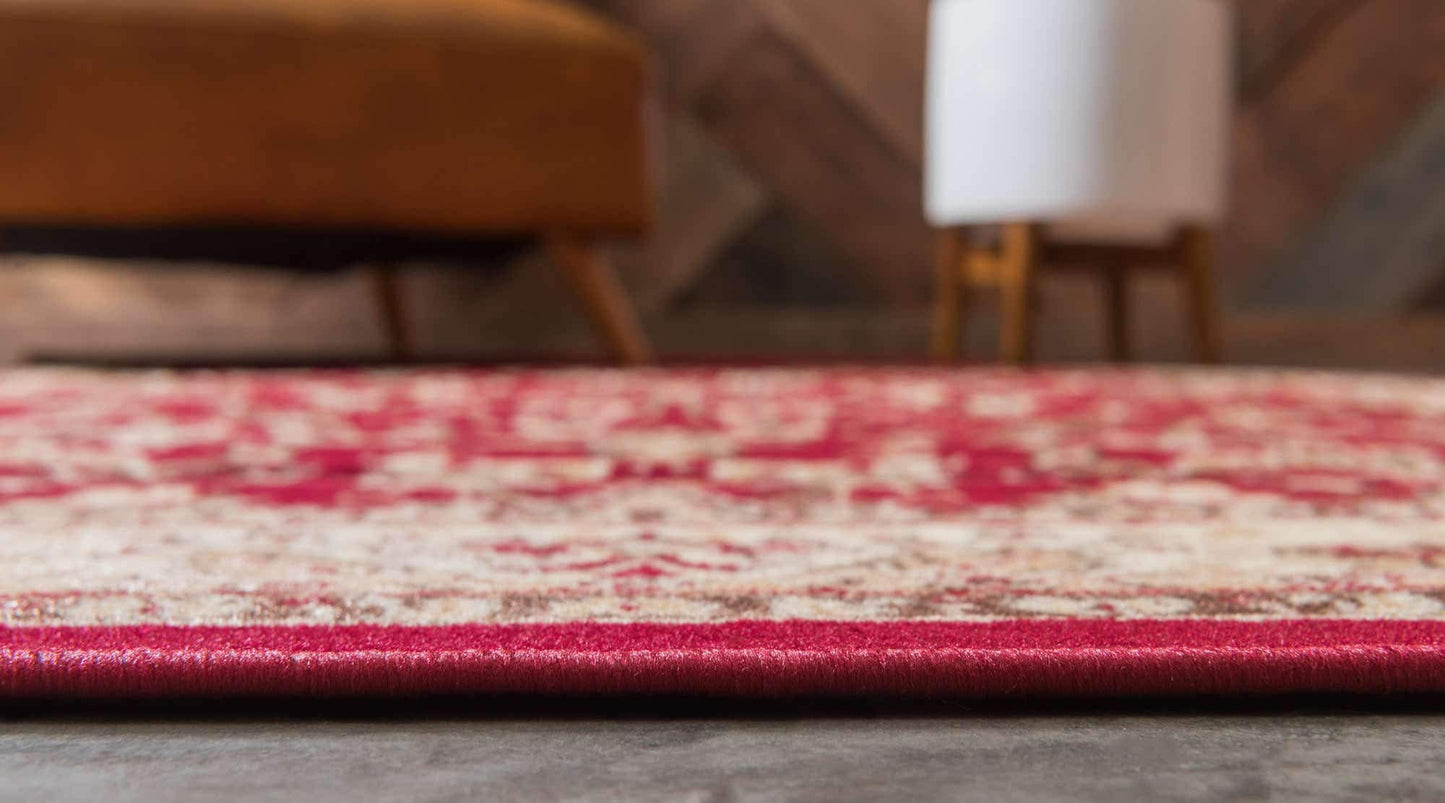 Unique Loom Sialk Hill Collection Area Rug - Washington (9' x 12' Rectangle Burgundy/Cream)