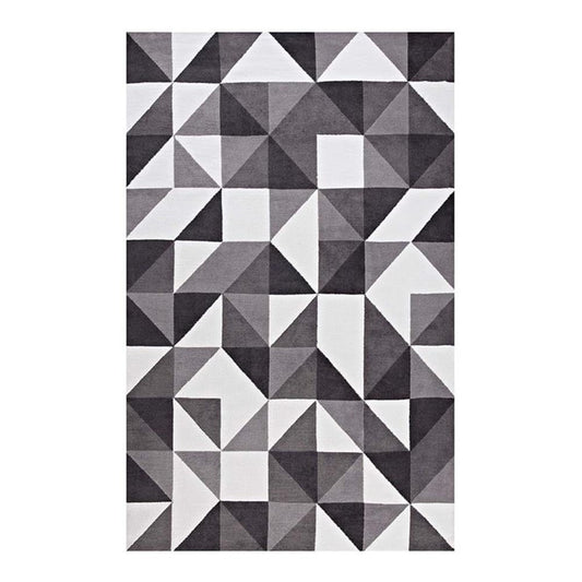 Modway Kahula Geometric Triangle Mosaic 8x10 Area Rug In Black, Gray and White
