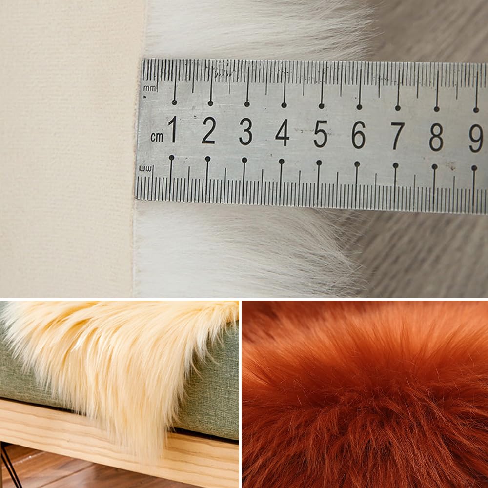 ZuTKekon Faux Fur Sheepskin Small Area Rugs Fluffy Seat Pad Double Hearts Shaped Carpets, 24x47 Inches Luxurious Wool Foot Mats Home Decor for Nursery Living Room Bedroom Pet Kids Room (White)