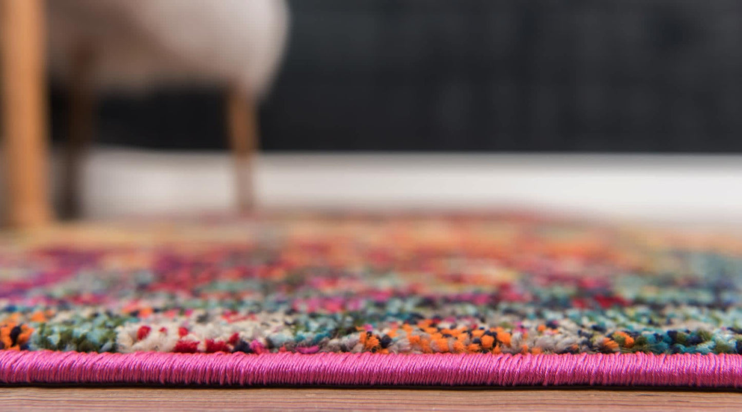 Unique Loom Jardin Collection Colorful, Vibrant, Abstract, Modern Area Rug (3' 3 x 5' 3 Oval, Multi/Blue)