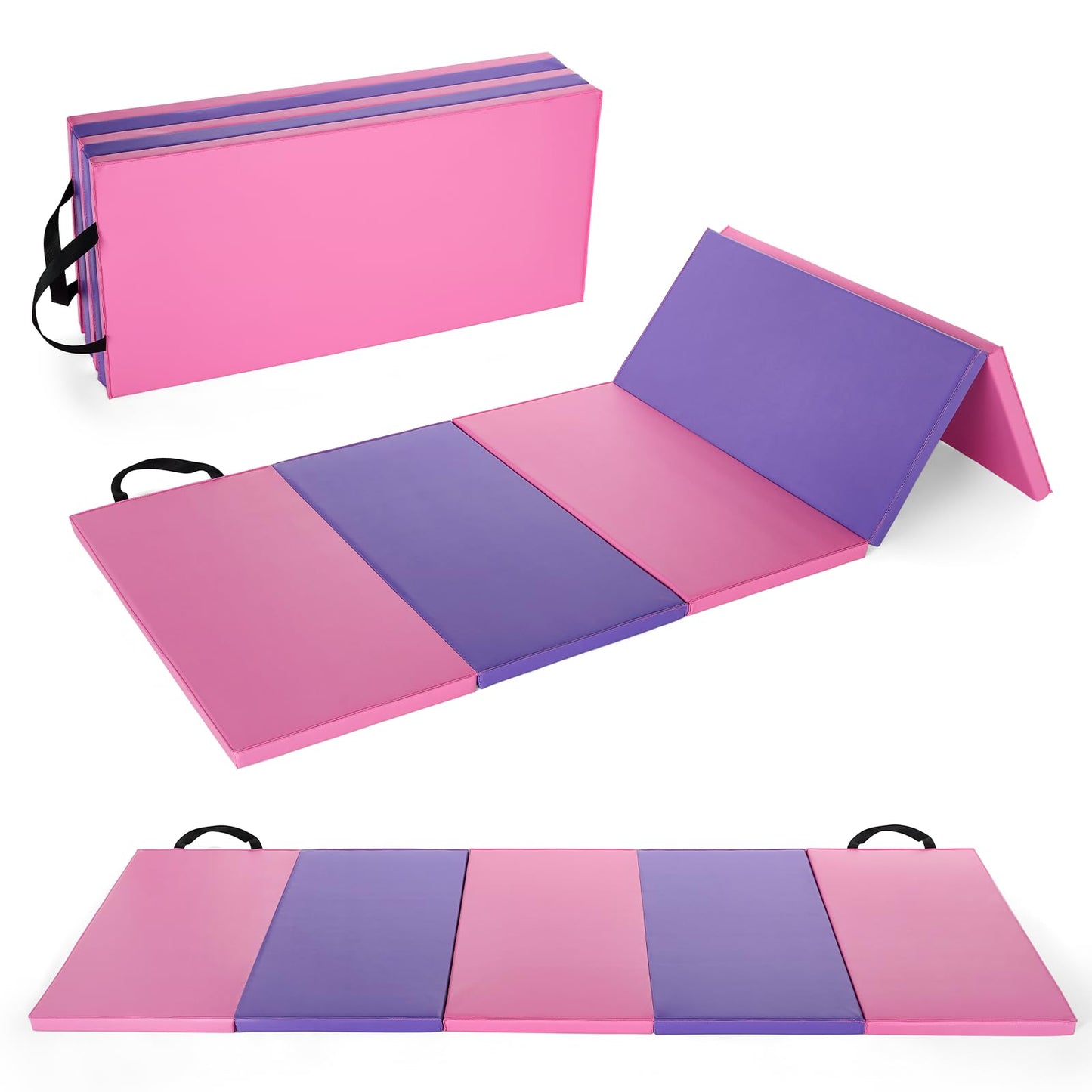 Gymnastics Mat,6x2 Ft(Four-fold) / 6.2x2.6 Ft(Five-fold) Exercise Mats, Gymnastics Tumbling Mats, Thick Portable Home Gym Floor Pad for Yoga, Pilates, Aerobics & Martial Arts Training Children Gifts