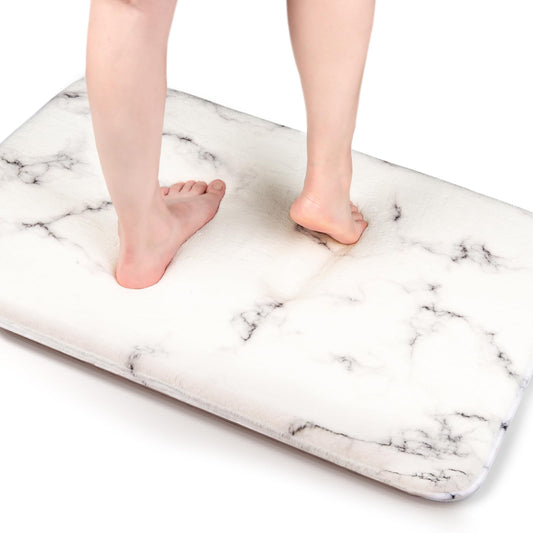 Whoosy Tale Memory Foam Bath Rug, Extra Thick Fluffy Bathroom Mat, Cashmere-Like Plush Microfiber, Super Water Absorbent Quick Dry, Non Slip Bath Mat for Bathroom Floor, Shower Tub, Marble Home Decor