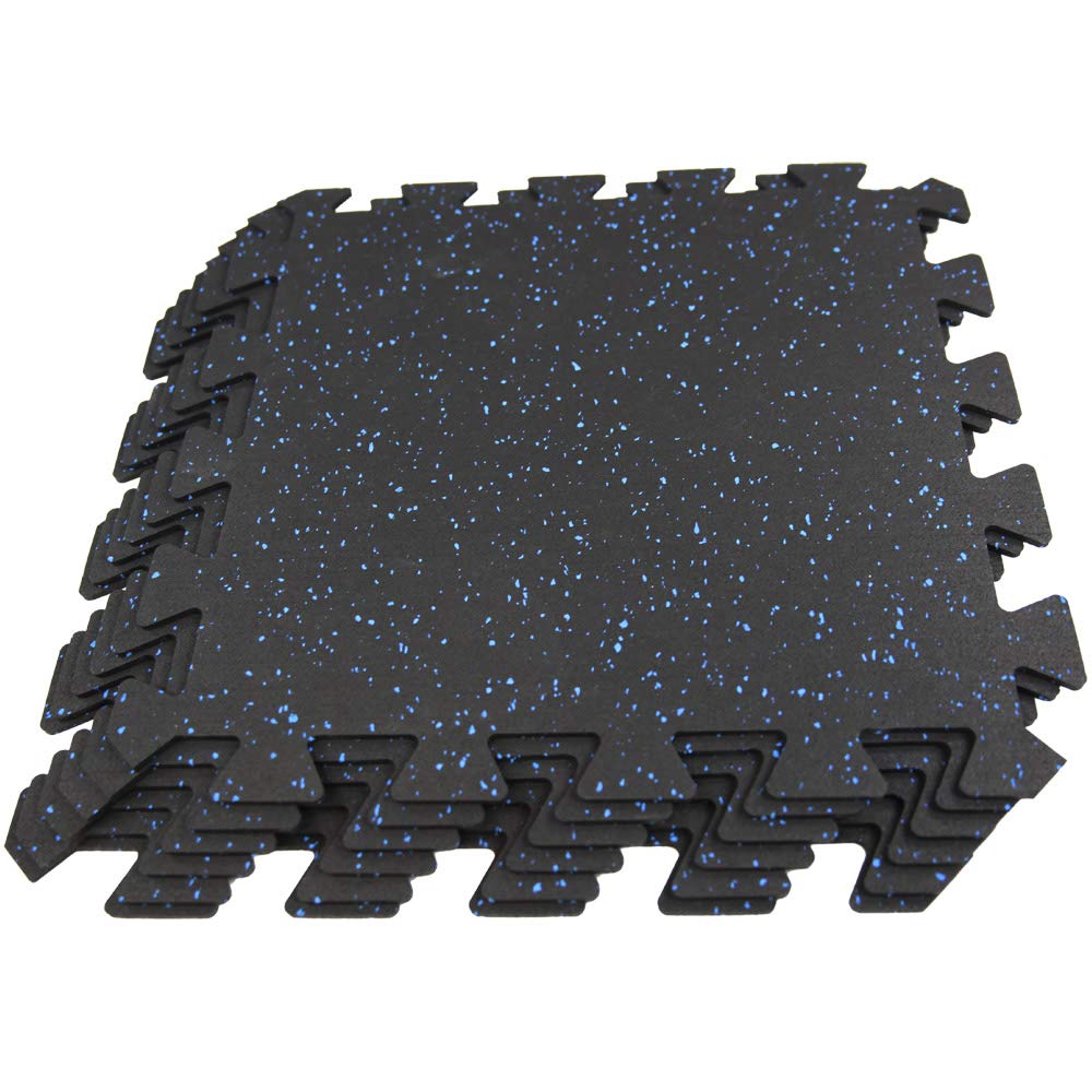 RevTime DIY Interlocking Rubber Exercise Floor 20"x20"x1/4" Puzzle Gym Mats for Garage Gym, Treadmill Mats, Fitness Floor (Pack of 6 Tiles with 10 Edge)