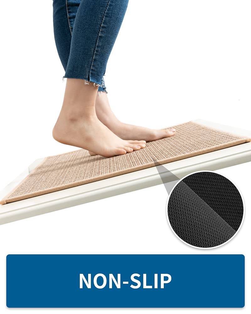 Kitchen Rugs Non Slip Washable, Absorbent Kitchen Mats for Floor, Braided Kitchen Runner Rug with Rubber Backing, Durable Dirt-Resistant Kitchen Carpet for Front of Sink (Beige,20"x47")