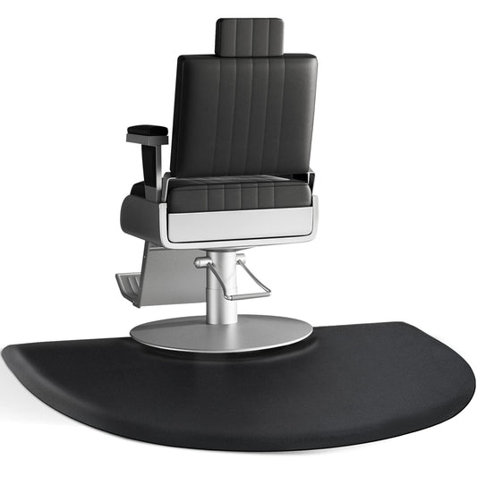 Barber Salon Chair Mat - 3x5 Anti-Fatigue Salon Floor Mat - Black Semi-Circle - 5/8" Thick