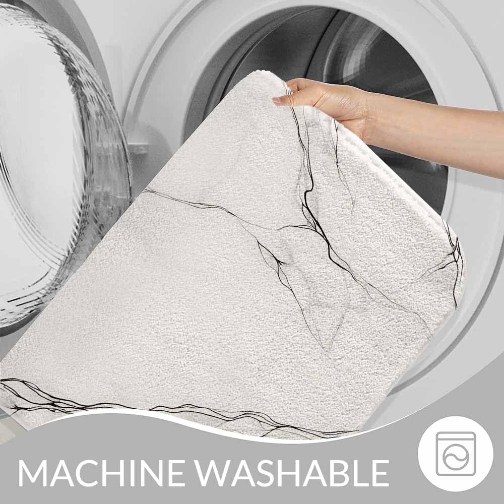 Lungtao Marble Bath Mat for Bathroom Abstract White Gray Marble Texture Bath Rugs Door Mat Non Slip Rubber Backed Bathroom Floor Mat for Bathtub Sink Shower 20"X32"