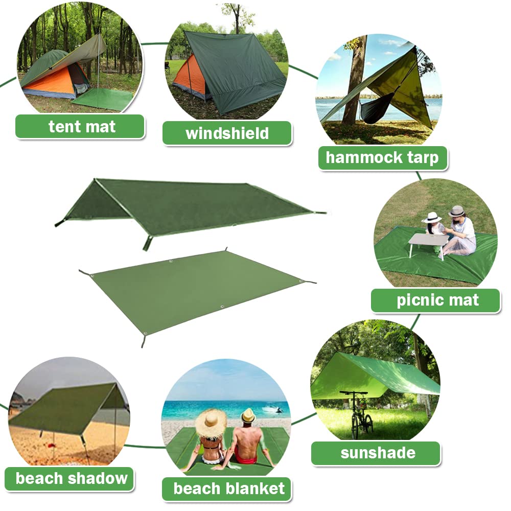 AYAMAYA Tent Footprint, PU 3000 Waterproof Tent Ground Cloth 13FT x 9FT Extra Large Size for 6-8 Person Family Camping Tents Ground Sheet Mat with 6 Tent Stakes for Camping Hiking Picnic Backpacking